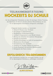 rtifikat Hochzeits DJ Schule Christian Michalski