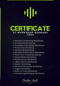 Zertifikat DJ Workshop Germany 2025